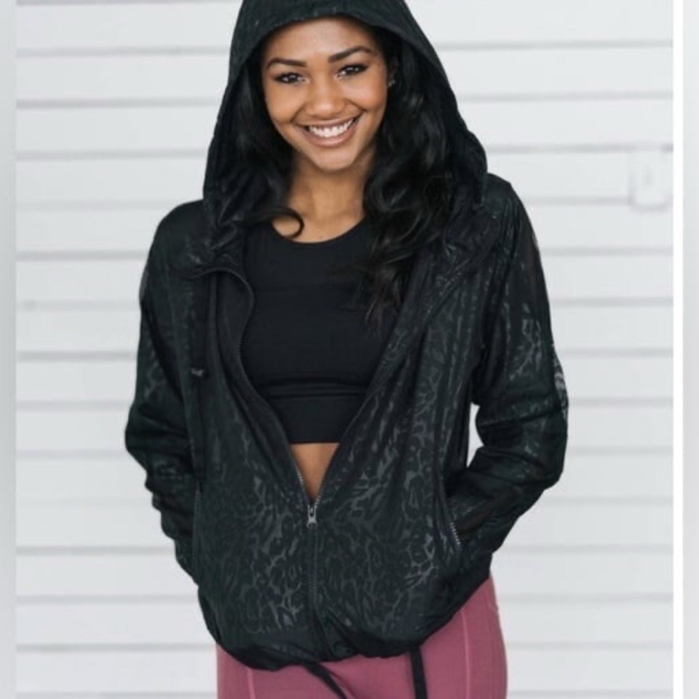 ZYIA Black Patterned Jogging Jacket